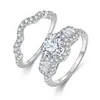 Anillo de Plata de Ley S925 con Moissanita para Dropshipping Transfronterizo Europeo y Americano Exportación de Comercio Exterior Joyería de Moda Conjunto de Anillos Apilables