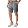 Exportação Transfronteiriça Masculino Europeu e Americano Verão 2025 Novo 3D Cor Pura Cordão Algodão Puro Solto Shorts Esportivos para Homens