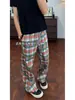 Pantalones de cuadros de arcoíris transfronterizos para hombre, nuevo estilo de verano, pantalones rectos holgados casuales retro, pantalones deportivos casuales estilo americano