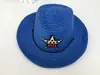 Sombrero de sol de mezclilla estilo coreano de verano para niños y niñas, sombrero de paja para bebé, sombrero de paja para niños con estrella de cinco puntas, venta al por mayor