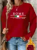 Suéter Feminino Casual Outono e Inverno Moda Solto Xadrez Quente Estampa de Padrão Romano Gola Redonda Manga Longa
