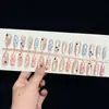 Uñas Vestibles de Lujo de Alta Gama Populares de Xiaohongshu con Piezas de Uñas Ojo de Gato con Lazo 3D en Arte de Uñas Degradado Nude