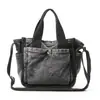 Nova Bolsa de Mão Color Block Japonesa e Coreana Bolsa Tote Pequena de Jeans Casual Retrô Bolsa de Ombro Único Transversal da Moda Tendência Feminina