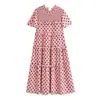 Vestido feminino elegante de inverno transfronteiriço estilo europeu e americano 2026 nova moda com babados, bolo, estampado de bolinhas para o dia a dia e feriados