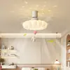 Lámpara para habitación infantil estilo vintage 2026 modelo nuevo nube conejo color crema lámpara de proyección protección ocular para dormitorio de niñas con ventilador