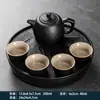 Conjunto de Chá Kung Fu com Bandeja, Conjunto Pequeno Portátil com Uma Bule e Quatro Xícaras para Casa, Dormitório, Hotel e Recepção de Convidados