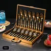 Juego de 24 Piezas de Cuchillo Tenedor Cuchara con Mango de Diamante de Acero Inoxidable Cruzado Juego de Cubiertos para Restaurante Occidental Ventas Directas de Fábrica Cubiertos en Caja de Regalo