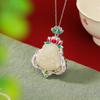 Joyería Yuebao Plata Esterlina S925 Jaspe Hetian Retro Estilo Nacional Esmalte Colgante Maitreya Loto Colgante Buda