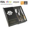 Vajilla de acero inoxidable transfronteriza de Amazon, juego de cuchillos, tenedores y cucharas de diamante estrella de 24 piezas, cuchillo para carne occidental, tenedor y cuchara para 6 personas.