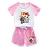 Traje de verano para bebé de niño y niña de dibujos animados del equipo Wang Wang, nuevo para niños, de algodón, manga corta, shorts, delgado de dos piezas, fino