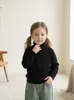 Nuevo suéter de lana para niños otoño e invierno 2026, suéter de punto de cuello alto estilo coreano, unisex, suéter cálido de capa base