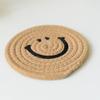 Posavasos para el Hogar de Estilo Japonés Tapete Aislante del Calor Línea de Algodón Smiley Rattan Paja Tapete Tejido a Mano Individual Nórdico Simple