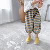 2026 Roupas Infantis Outono Novidades Estilo Coreano Primavera e Outono Calças Listradas com Punho 9/10 Calças Harem 20102