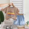 Traje de verano de manga corta para niños de estilo extranjero, nuevo, verano 2025, estilo ruffian, guapo, bebé, tendencia, una generación de cabello