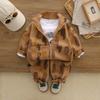 Conjunto de Roupas de Outono para Meninos 2025 Novo Estilo Conjunto de Três Peças de Manga Longa para Bebê Menino Roupas de Primavera e Outono para Bebês Dropshipping