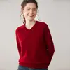 Outono e Inverno Contagem Mesmo Estilo Cor Sólida Manga Raglan Suéter Básico de Lã Suéter de Caxemira Espessado Fio Duplo Feminino Gola V Estilo Novo 2025