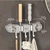 Estante de clip para colgar mopa en la pared, gancho sin perforaciones, baño, hebilla de baño, artefacto fijo para escoba, estante de almacenamiento de mopa