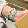 Nuevo Estilo Chino, Montañas Verdes y Aguas Claras, Versátil Minimalista Turquesa Natural Ultra Fina Mini Cuentas Pulsera Sencilla para Mujer