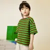 Preço Promocional Duoduo Home Roupas Infantis Camiseta de Manga Curta para Meninos Top Listrado de Meia-Manga de Verão para Crianças de Meia-Idade e Mais Velhas Verão