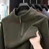 Sudadera de forro polar de doble cara de 450 g para hombre, nuevo estilo otoño/invierno, con cuello alto, cierre de media cremallera y forro polar añadido para mayor calidez y grosor, perfecta como capa base