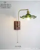 Lámpara de noche estilo nórdico japonés estilo medieval latón nogal cerámica casa de huéspedes atmósfera artística retro lámpara de pared
