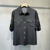 Conjunto de duas peças de verão fino em jeans para motociclista, masculino, manga de cinco pontos, casual fashion, solto, moderno