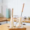 Cepillo para tazas de mango de madera sin puntos ciegos, cepillo para botellas de mango largo para el hogar, cepillo de limpieza de cocina, taza de agua, termo, cepillo de limpieza para licuadora