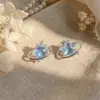 Estrella del Océano~Pendientes de Tachuela de Estrella Súper Hada Deslumbrantes de Cristal Diseño de Nicho Ins Sentido del Temperamento Pendientes para Orejas Perforadas Accesorios para Orejas