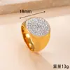 Anillo de Acero Inoxidable Fundido Transfronterizo Anillo Geométrico de Arcilla Diamante Joyería de Acero de Titanio Electrochapado de Alto Grado que Conserva el Color al Vacío