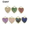 WT-P1857 Colgante de Color Piedra Cuarzo Piedra Flash Forma de Corazón Pequeño Lindo Creativo Venta al por Mayor Pulsera Collar DIY