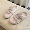Design estilo francês velcro couro sintético sapatos Birkenstock 2026 verão novo usar fora chinelos sandálias versáteis