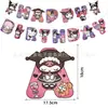 Decoração de Aniversário de Princesa para Crianças Bandeira de Desenho Homem-Aranha Minnie Stitch Faixa de Bandeirinhas de Papel