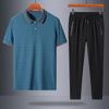 Conjunto de roupa esportiva masculina para meia-idade e idosos verão 2022 camiseta de seda gelada de manga curta conjunto fino de duas peças roupa de verão para pai