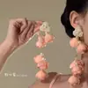 Pendientes de Borlas de Flores Rosas Yixihua Yaozhu, Estilo Súper de Hada, Accesorios de Pendientes con Ambiente de Primavera y Verano