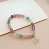 Pulseira de Cristal Duobao Natural Tendência Nacional Novo Estilo Chinês Fivela Segura Contas de Cristal Morango Cabacinha Pulseira Temperamento Senso Avançado