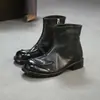 Jie Zhou 2026 Chegada Nova Outono Camada Interna e Externa Primeira Camada Couro Bovino Botas Curtas Enrugadas Retrô Estilo Western Botas Martin Versáteis Sapatos Femininos