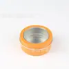 80ml Naranja Ventana Transparente Mascota Rosca Caja de Aluminio Arte de Uñas Joyería Almacenamiento Joyería Té Caja de Metal