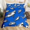 Funda de edredón con estampado digital de tiburón de dibujos animados transfronteriza, juego para decoración de dormitorio, juego de ropa de cama de animal marino