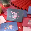 Tarjeta de felicitación navideña de niña de dibujos animados linda, tarjeta pequeña en blanco para Navidad, festividades, agradecimiento y buenos deseos