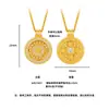 Estilo Joyería de Oro Nuevo Estilo Chino Filigrana Hueca Atrae Fortuna Pedrería Bendición Brújula de Dinero Colgante Cadena para Suéter para Mujer