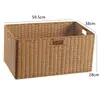 Cesta de almacenamiento de armario nórdico, caja de almacenamiento tejida, cesta organizadora simple para sala de estar, tejido de imitación de ratán