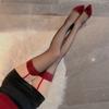 Medias Domila Sexys de Ligero Todo en Uno Medias Rojo Deseo Puro Medias para Mujer Borde Rojo Contrastante Medias Negras Tubo Largo Sexy Ultradelgadas