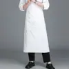 Avental de Chef Midi Cor Sólida Bolso Único Inclinado Longo