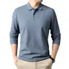 Camisa Polo Multicolor de Algodón Puro Estilo Nuevo Primavera y Otoño Camiseta de Manga Larga con Cuello de Solapa de Negocios Transpirable Casual para Hombre