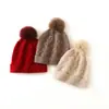 Cachemira 2025 Otoño e Invierno Nuevo Sombrero Casual de Punto de Moda Cálido y Grueso para Mujer con Clase de Color Puro con Cable y Bola de Lana