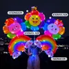 Verão cartoon arco-íris flor colorida borboleta clipe de mão vara balão parque barraca ao ar livre atividades atacado