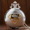 Reloj de Bolsillo de Cuarzo Modelo Más Vendido, Nuevo Retro Personalizado Superman Patrón de Cara Azul Collar Reloj de Bolsillo Grande, Reloj de Bolsillo para Estudiantes