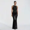 Vestido Largo de Moda Verano Nuevo Estilo Elegante y con Estilo Plisado Sexy Ceñido a la Cadera Ropa Europea y Americana