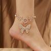 Kayi Nuevo Estilo Europeo y Americano Pequeño Fresco Simple Brillante Mariposa Completa de Diamante Hueco Cadena de Pie para Mujer Decoración de Pie de Alta Gama