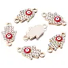 Colar Pulseira Pingente Olho de Diabo Amazon Liga Metálica Olho de Duplo Furo Palma Pingente Duplo DIY Feito à Mão